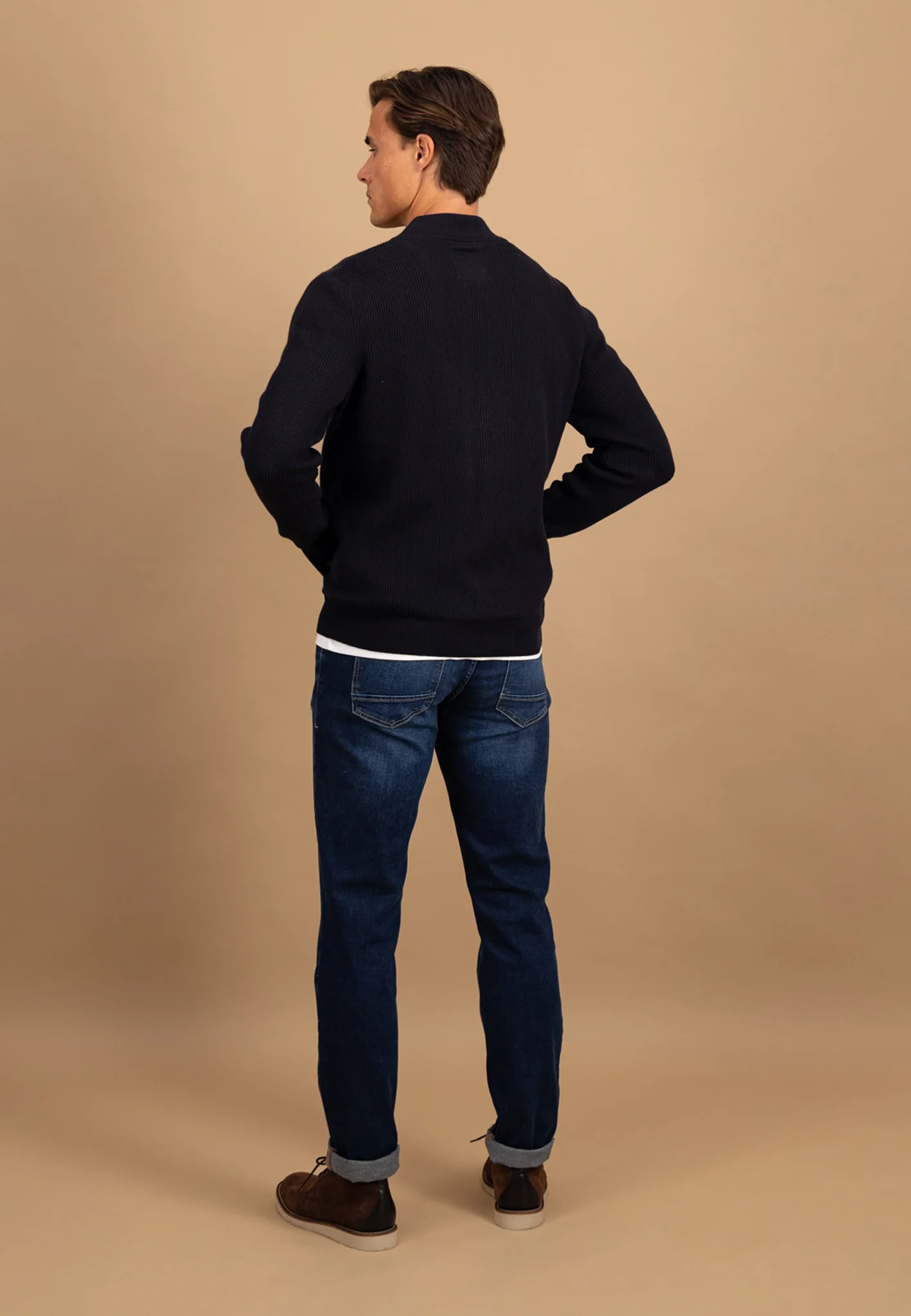 Strickjacke aus Baumwoll-Wollmix mit Reißverschluss und Bomberkragen - Image 3