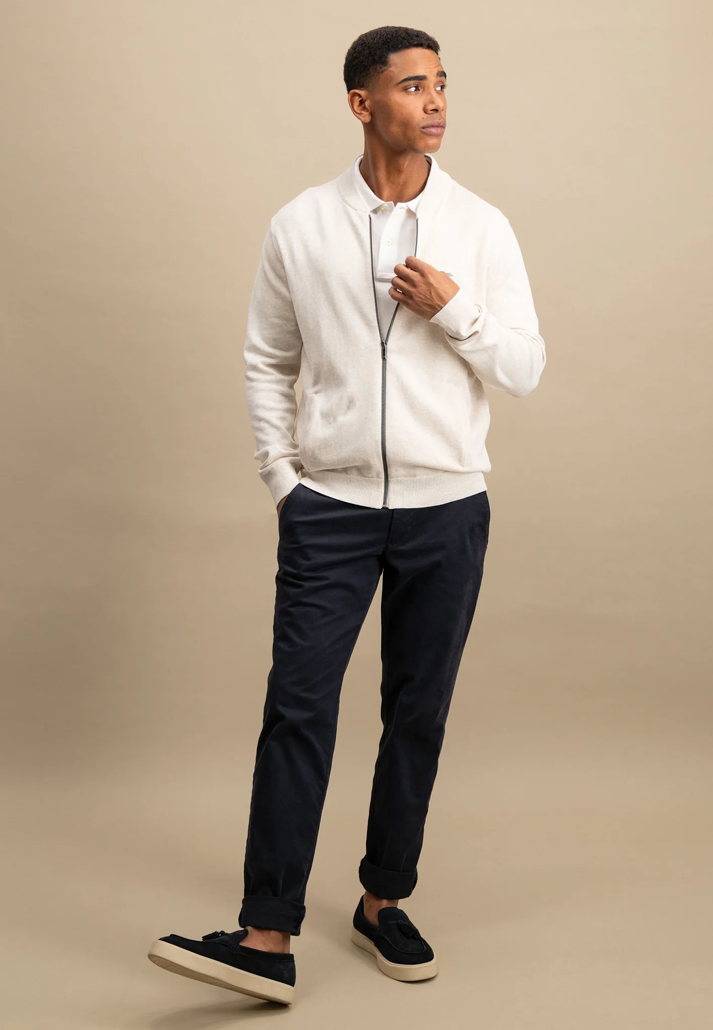 Strickjacke aus Baumwolle mit Collegekragen - Image 6