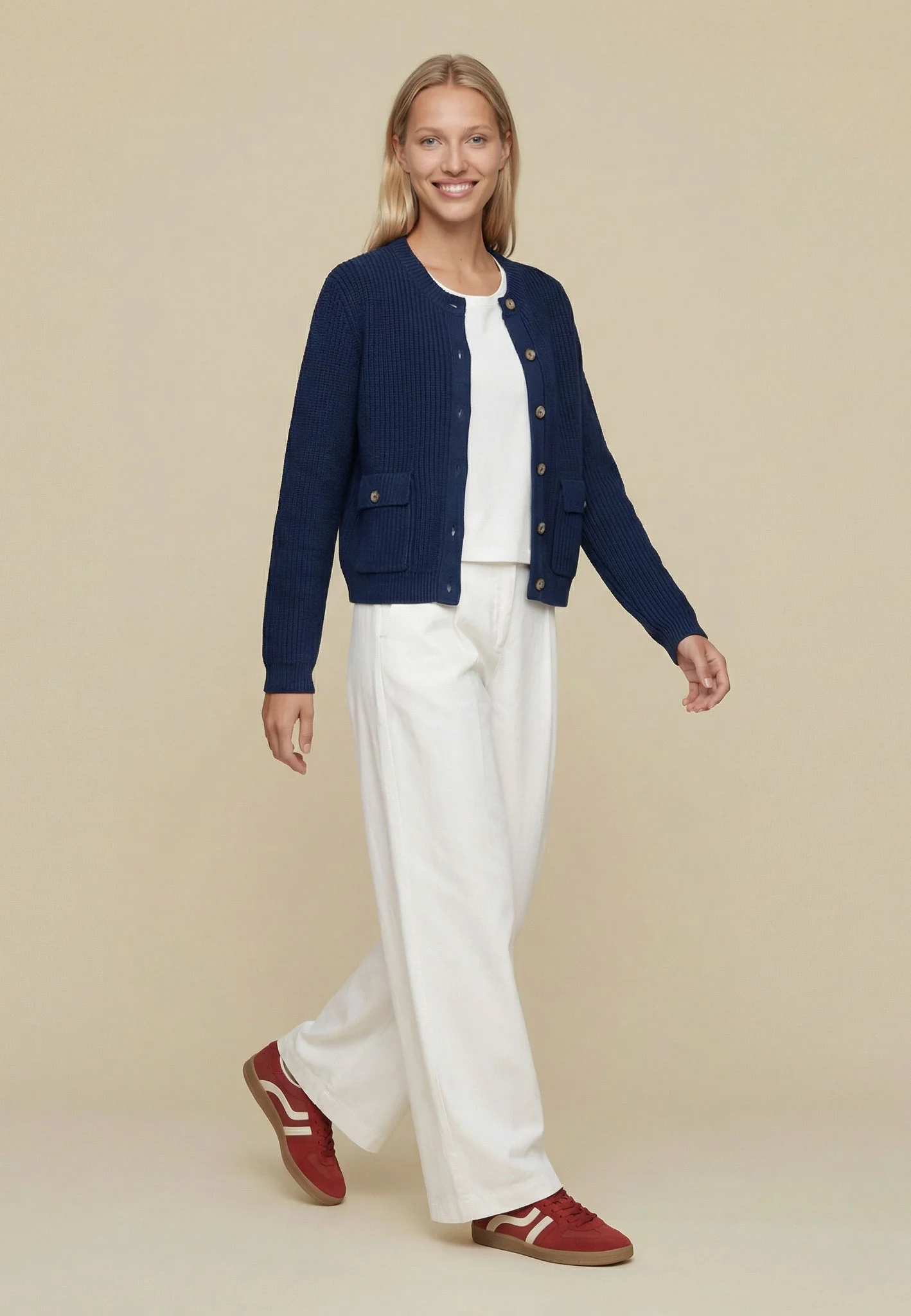Strickjacke aus Baumwolle mit Knopfleiste und Taschen - Image 8