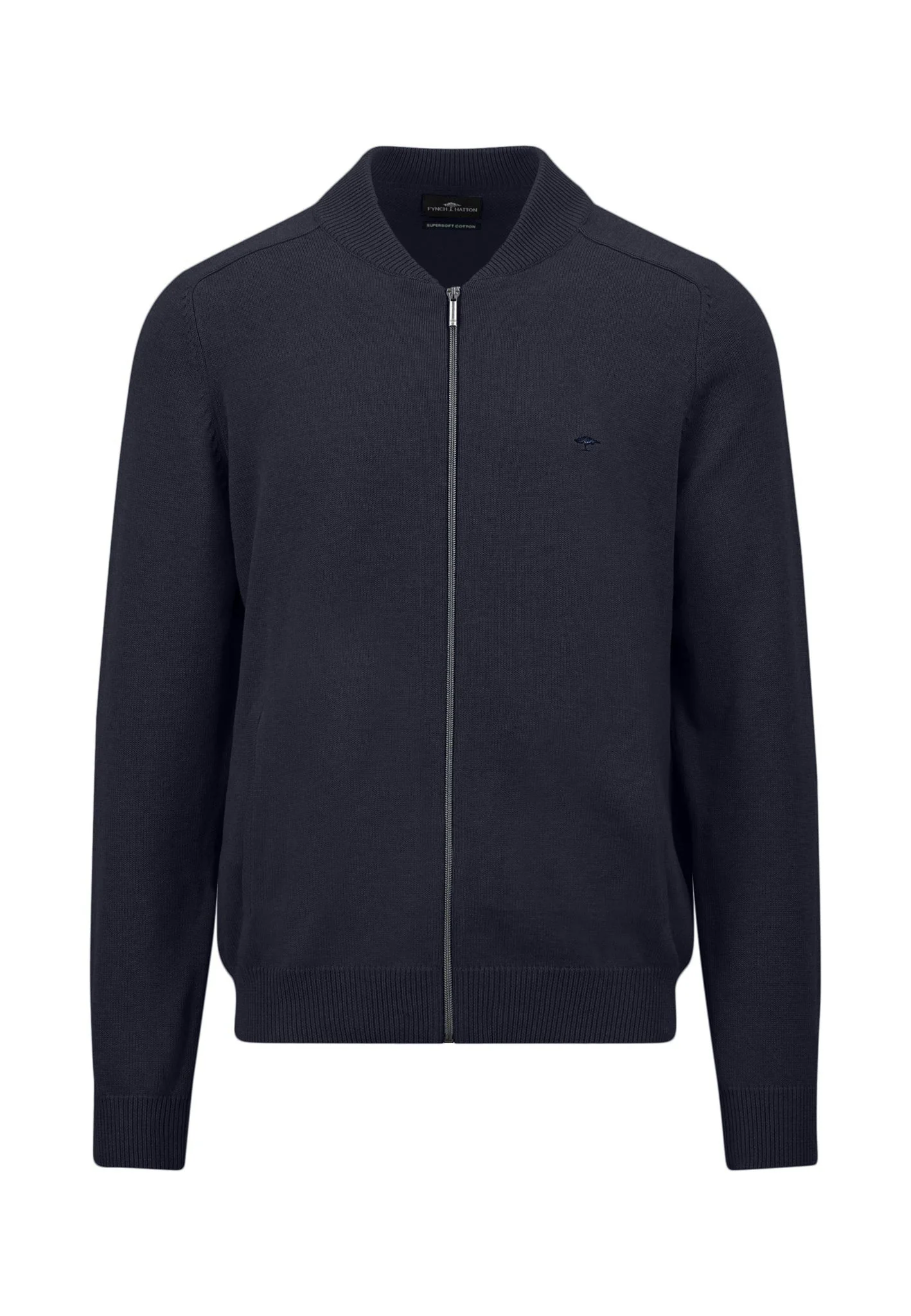 Strickjacke aus Baumwolle mit Reißverschluss und Baseballkragen