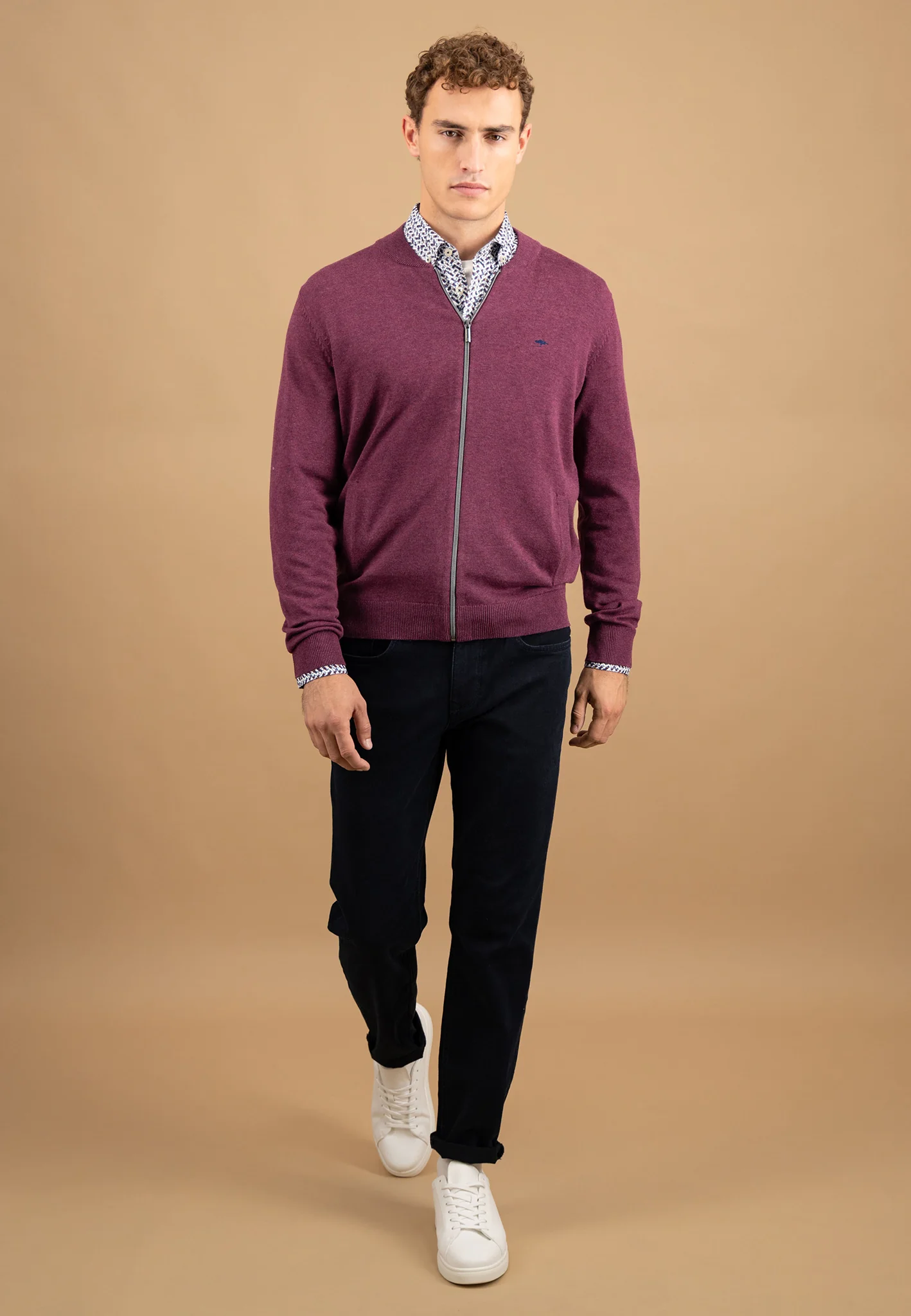 Strickjacke aus Baumwolle mit Reißverschluss und Stehkragen - Image 4