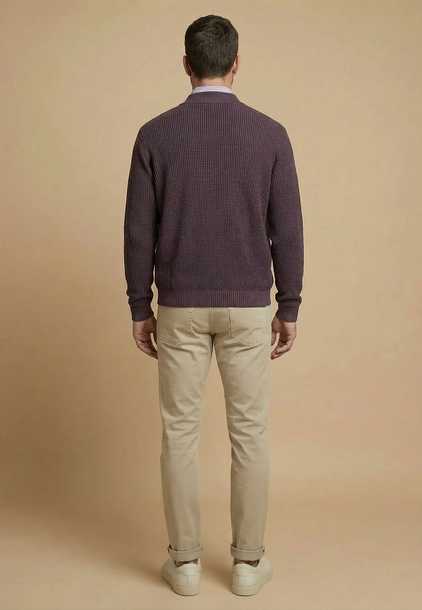 Strickjacke aus Baumwolle mit Reißverschluss und Struktur - Image 3