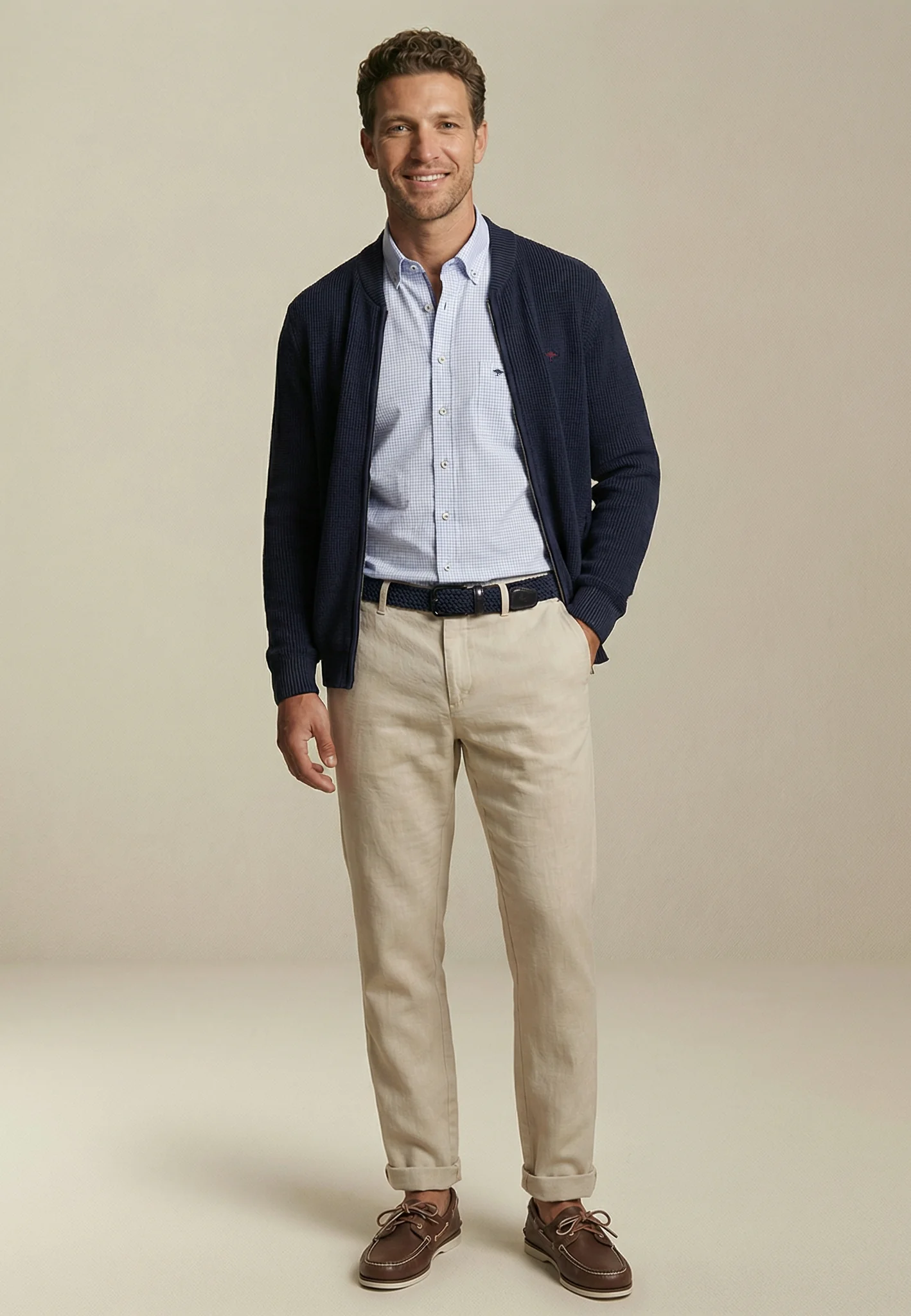 Strickjacke aus Baumwolle mit Reißverschluss und Struktur - Image 8