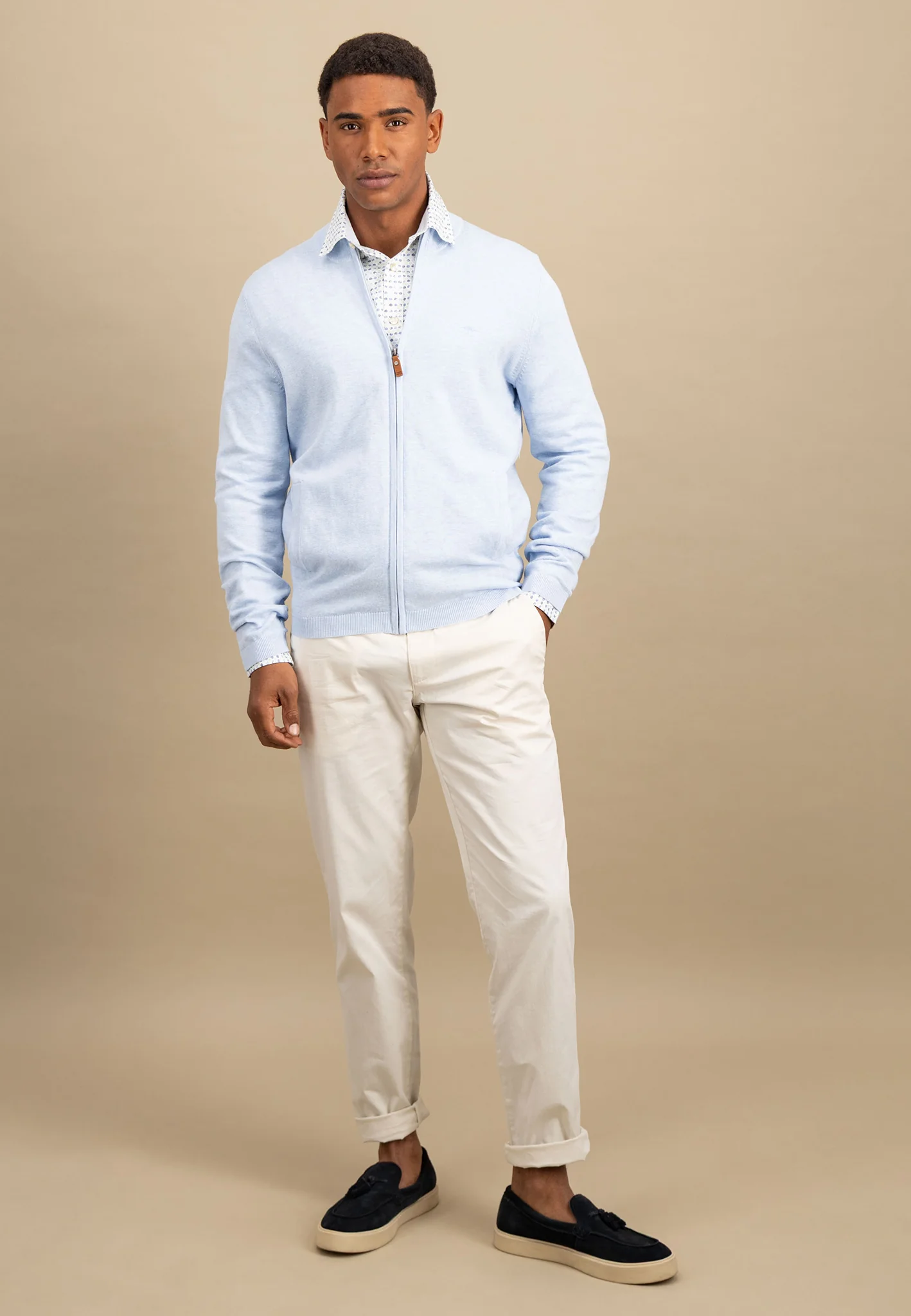 Strickjacke aus Baumwolle mit Stehkragen - AIR COTTON - Image 14