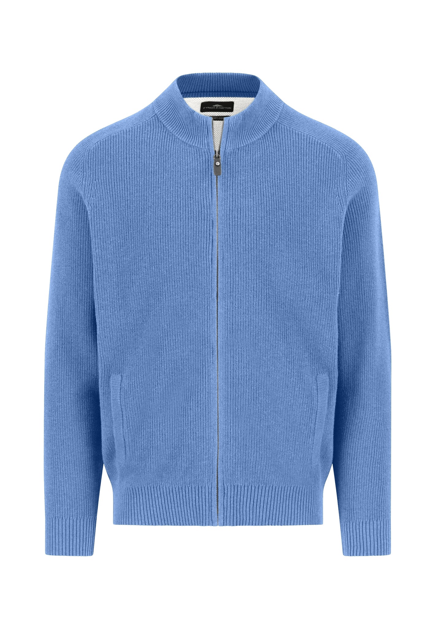 Strickjacke aus Baumwolle mit Strukturmuster und Reißverschluss