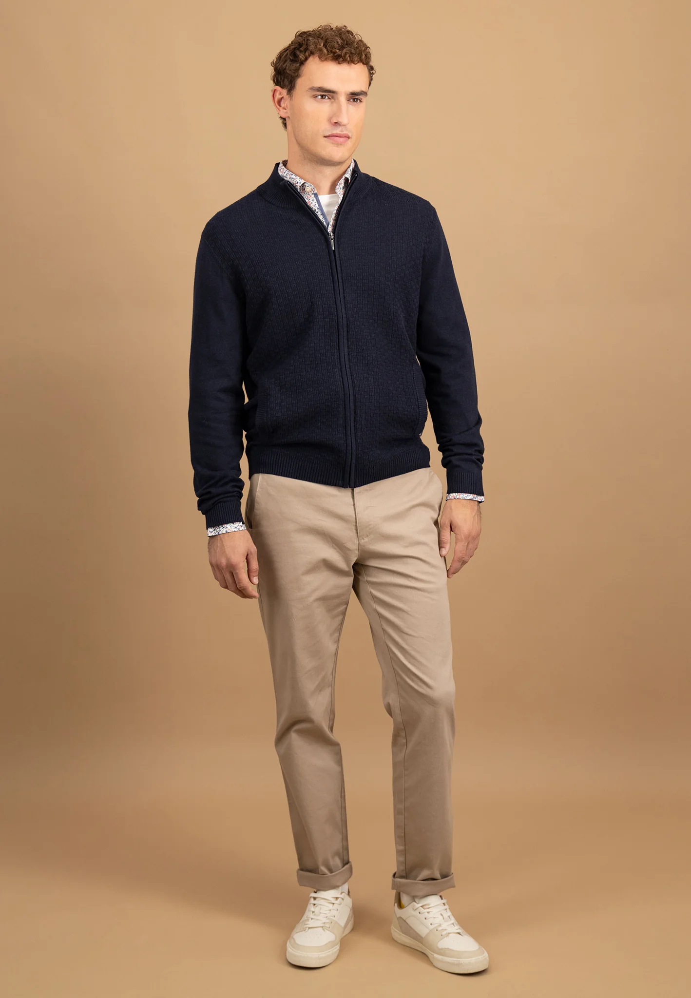Strickjacke aus Baumwolle mit Strukturmuster und Reißverschluss - Image 2