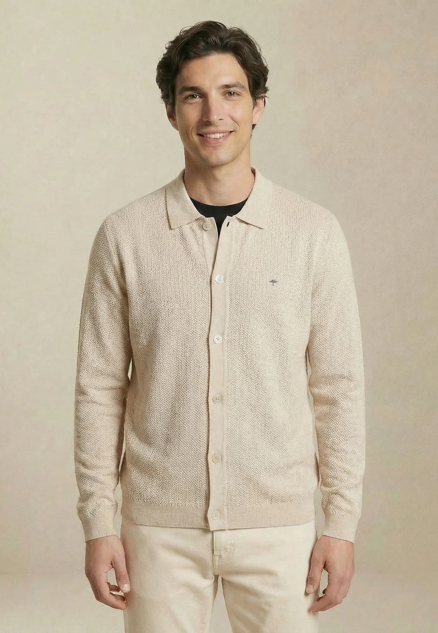 Strickjacke aus Baumwollmix mit Polokragen - Image 6