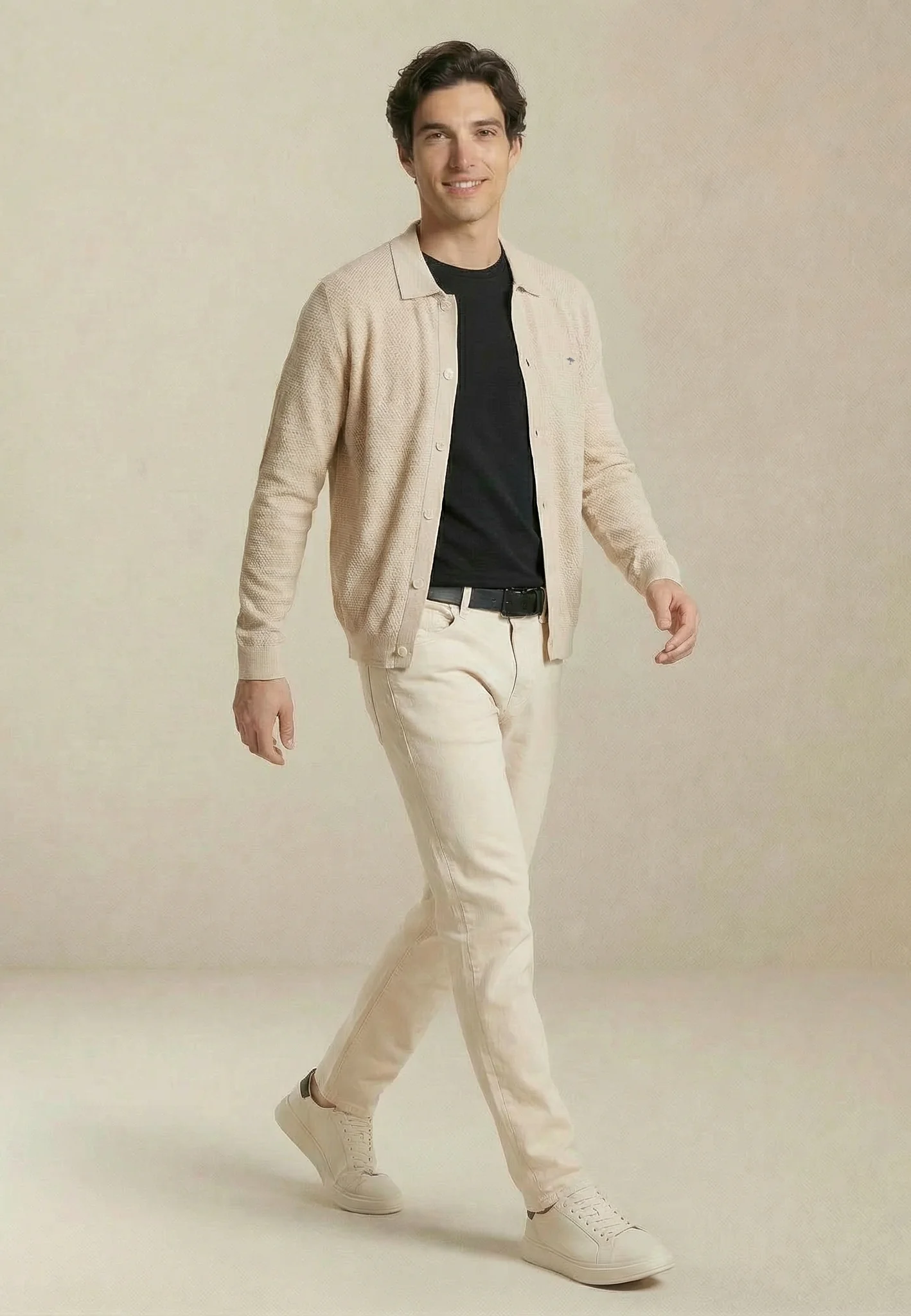Strickjacke aus Baumwollmix mit Polokragen - Image 8