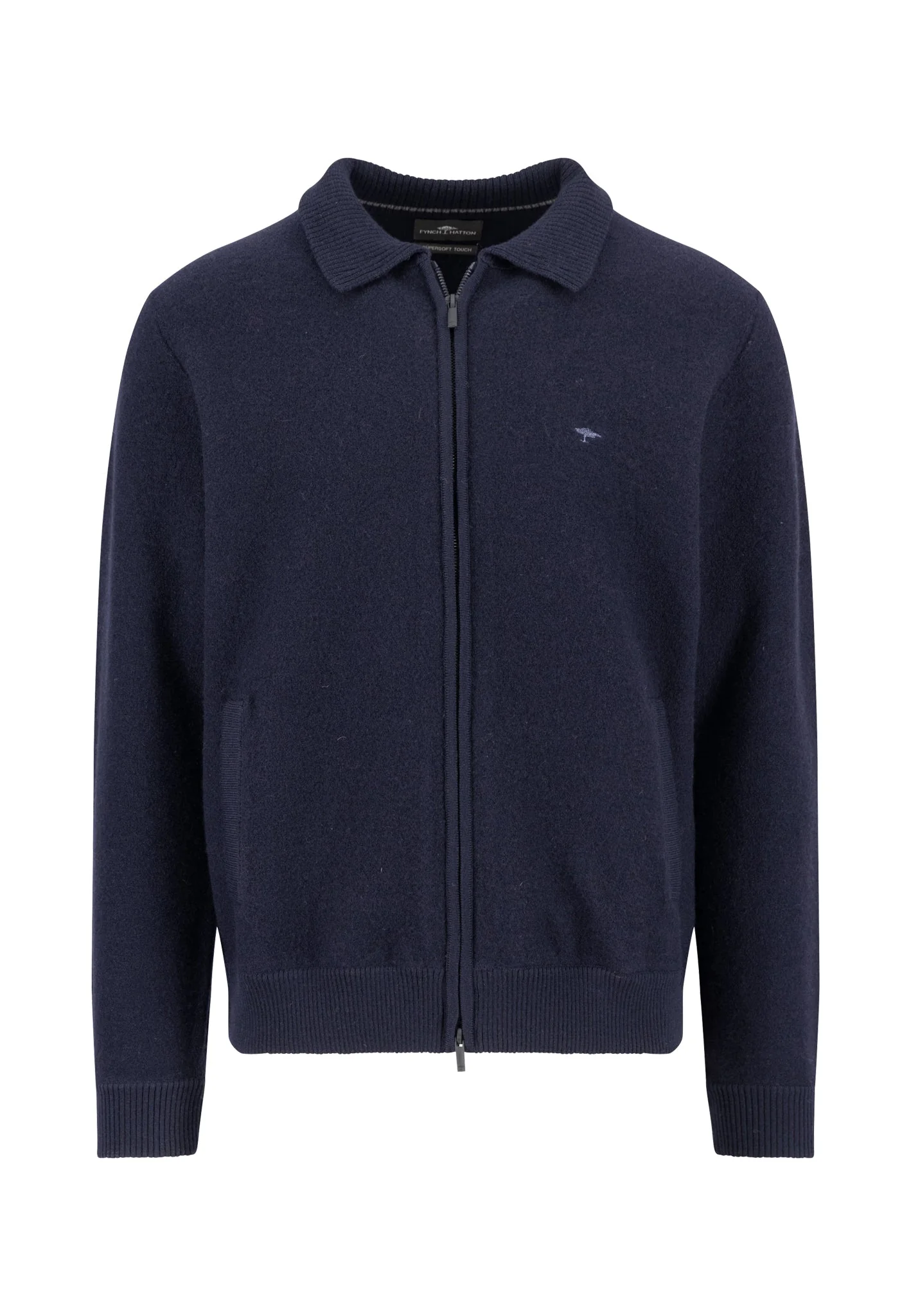 Strickjacke aus reiner Wolle mit Reißverschluss und Polokragen