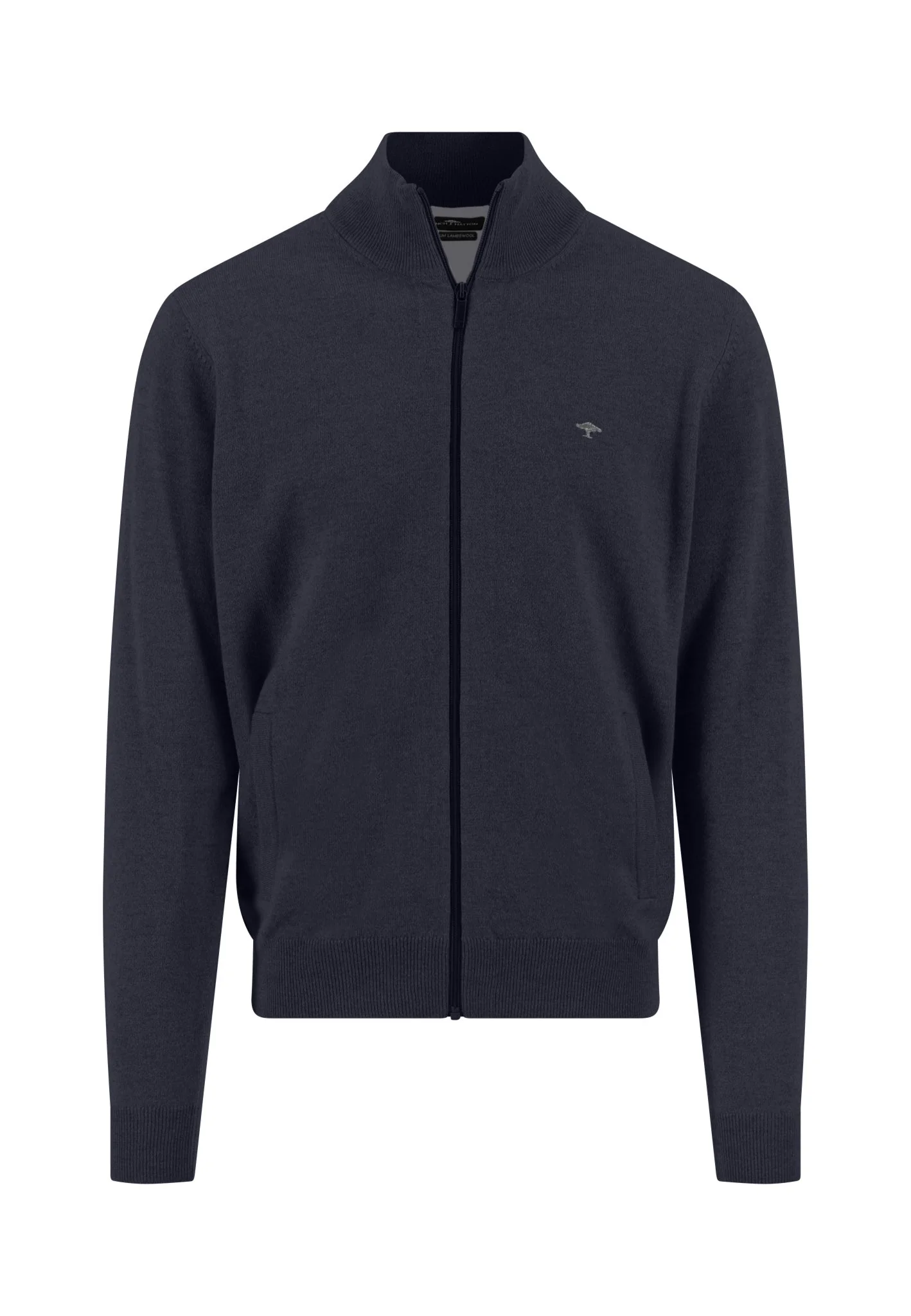 Strickjacke aus reiner Wolle mit Reißverschluss und Stehkragen