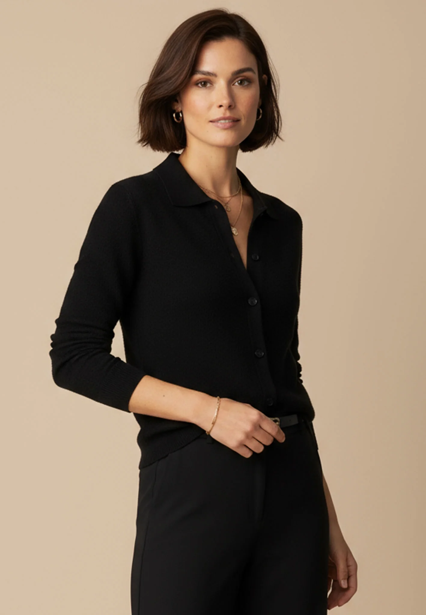 Strickjacke aus Woll-Kaschmir-Mix mit Hemdkragen - Image 7