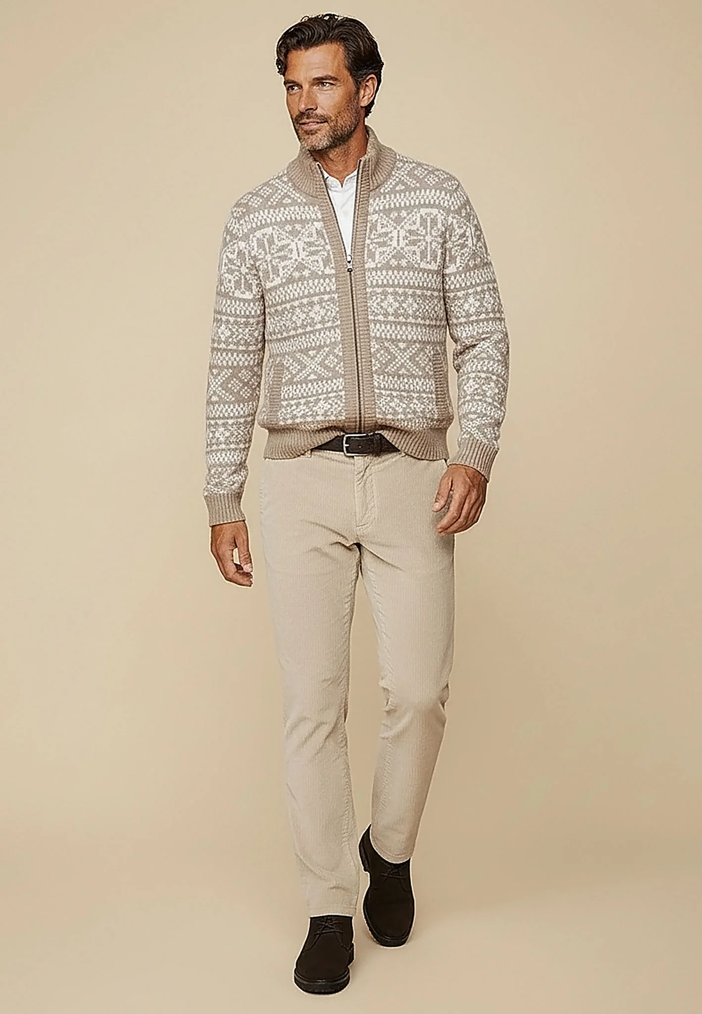 Strickjacke aus Wollmix mit Norweger-Muster und Reißverschluss - Image 2