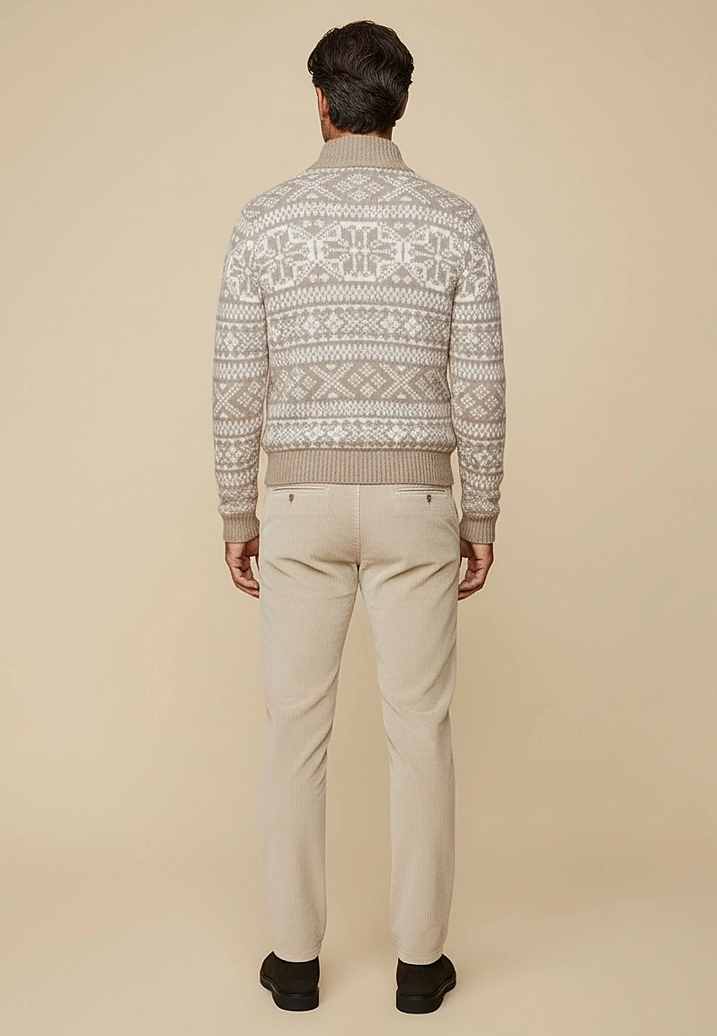 Strickjacke aus Wollmix mit Norweger-Muster und Reißverschluss - Image 3