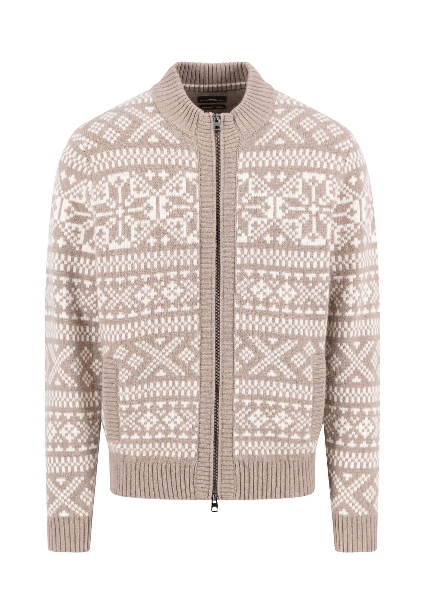 Strickjacke aus Wollmix mit Norweger-Muster und Reißverschluss - Image 5