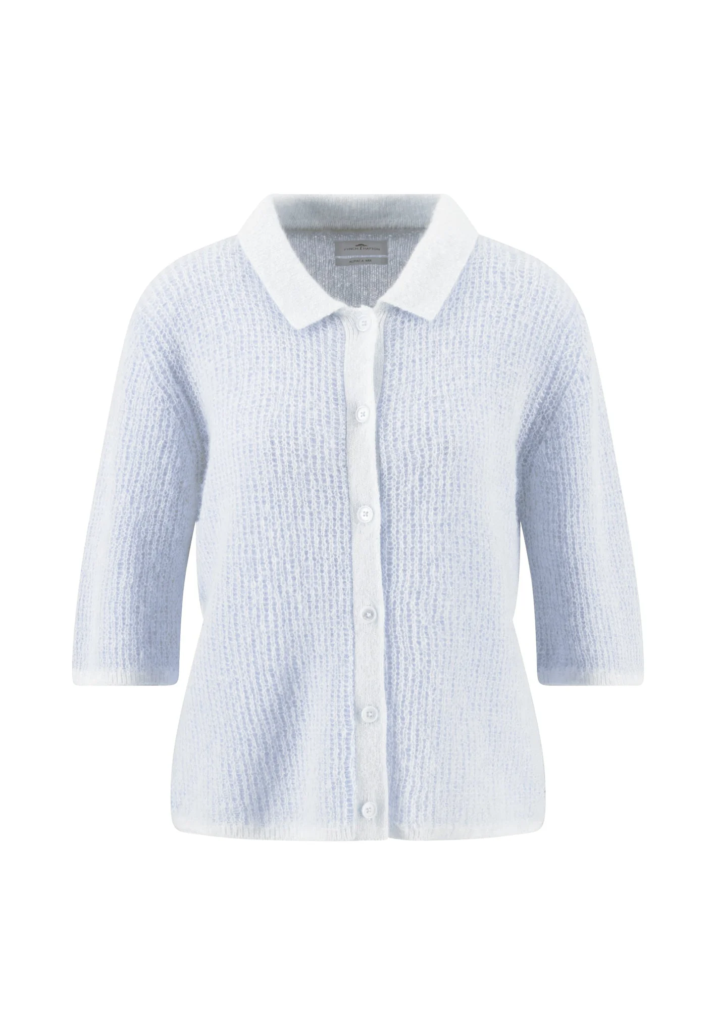 Strickjacke aus Wollmix mit Polokragen und 3/4-Arm - Image 3