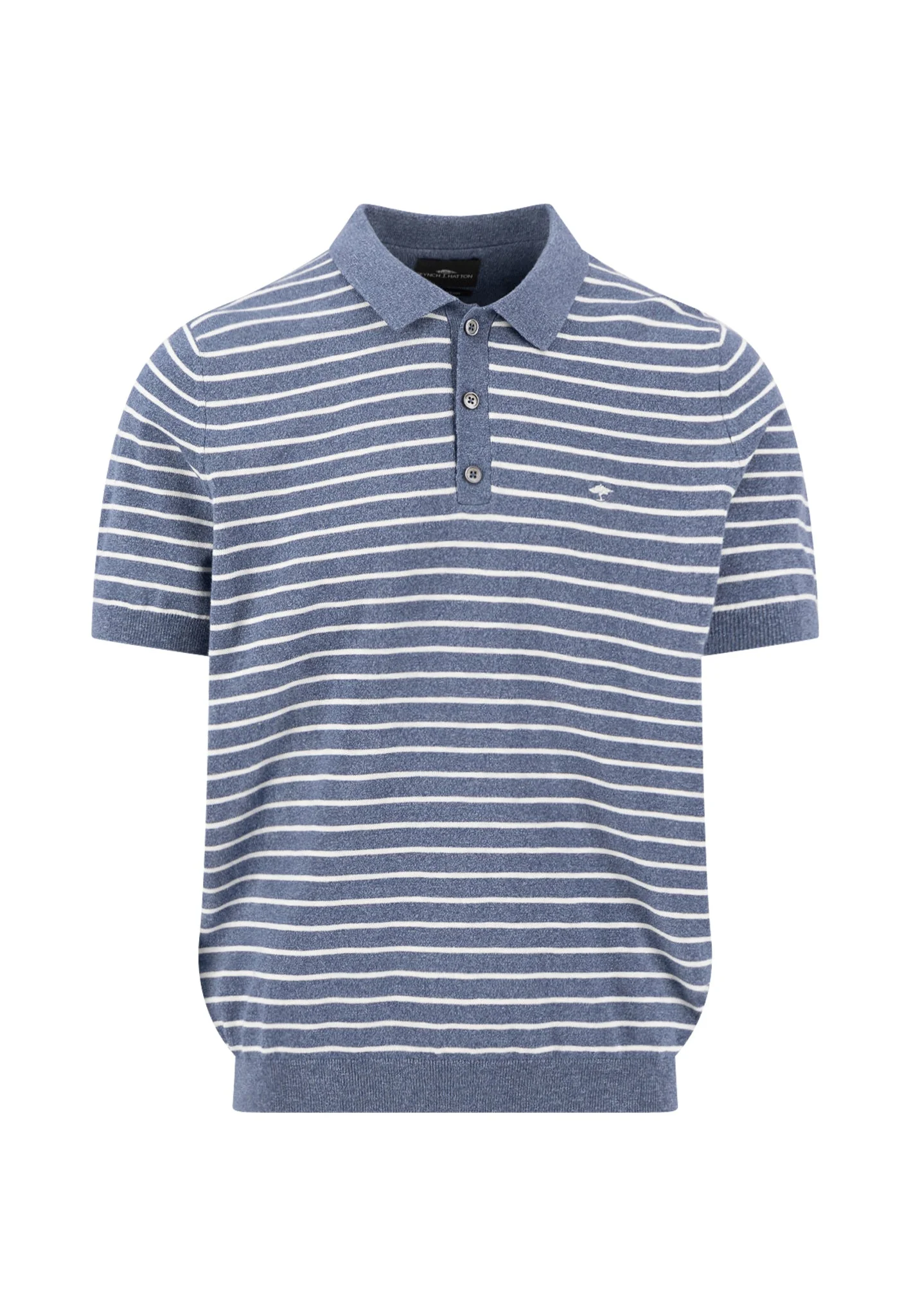 Strickpoloshirt aus Baumwoll-Leinen-Mix mit Streifenmuster