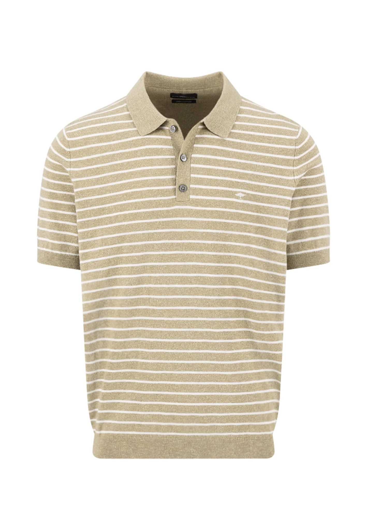 Strickpoloshirt aus Baumwoll-Leinen-Mix mit Streifenmuster - Image 3