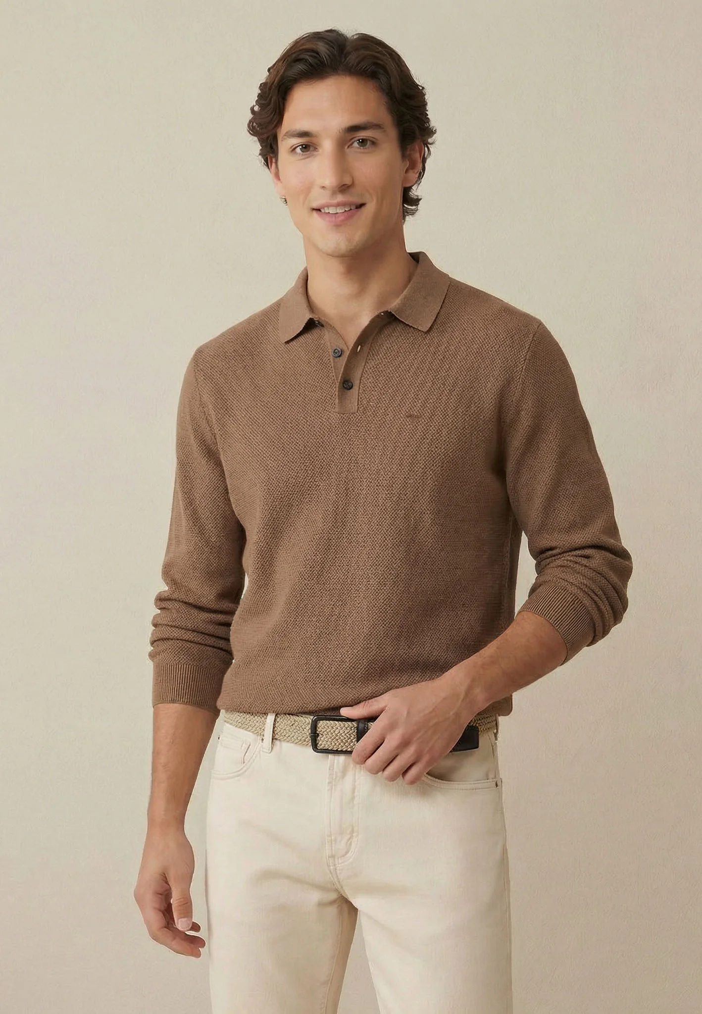 Strickpullover aus Baumwolle mit Polokragen