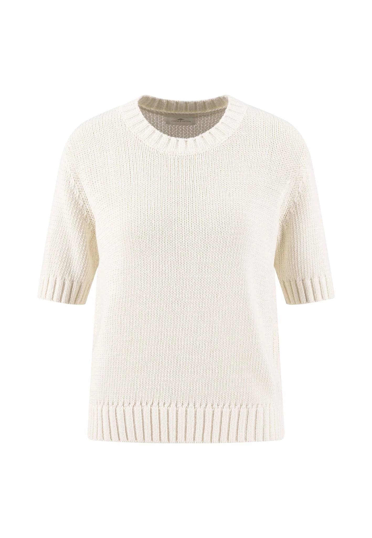 Strickpullover aus Baumwolle mit Rundhalsausschnitt und Halbarm