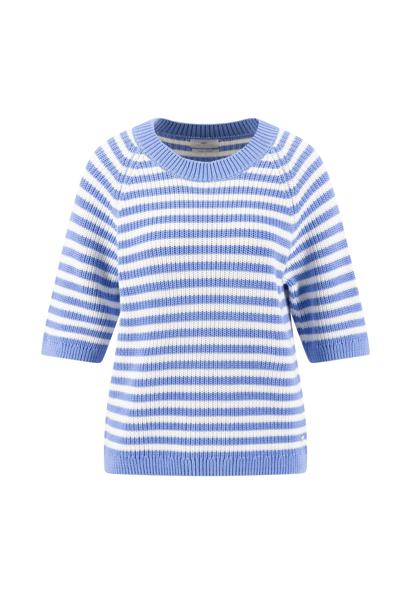 Strickpullover aus Baumwolle mit Streifenmuster und Halbarm - Image 8