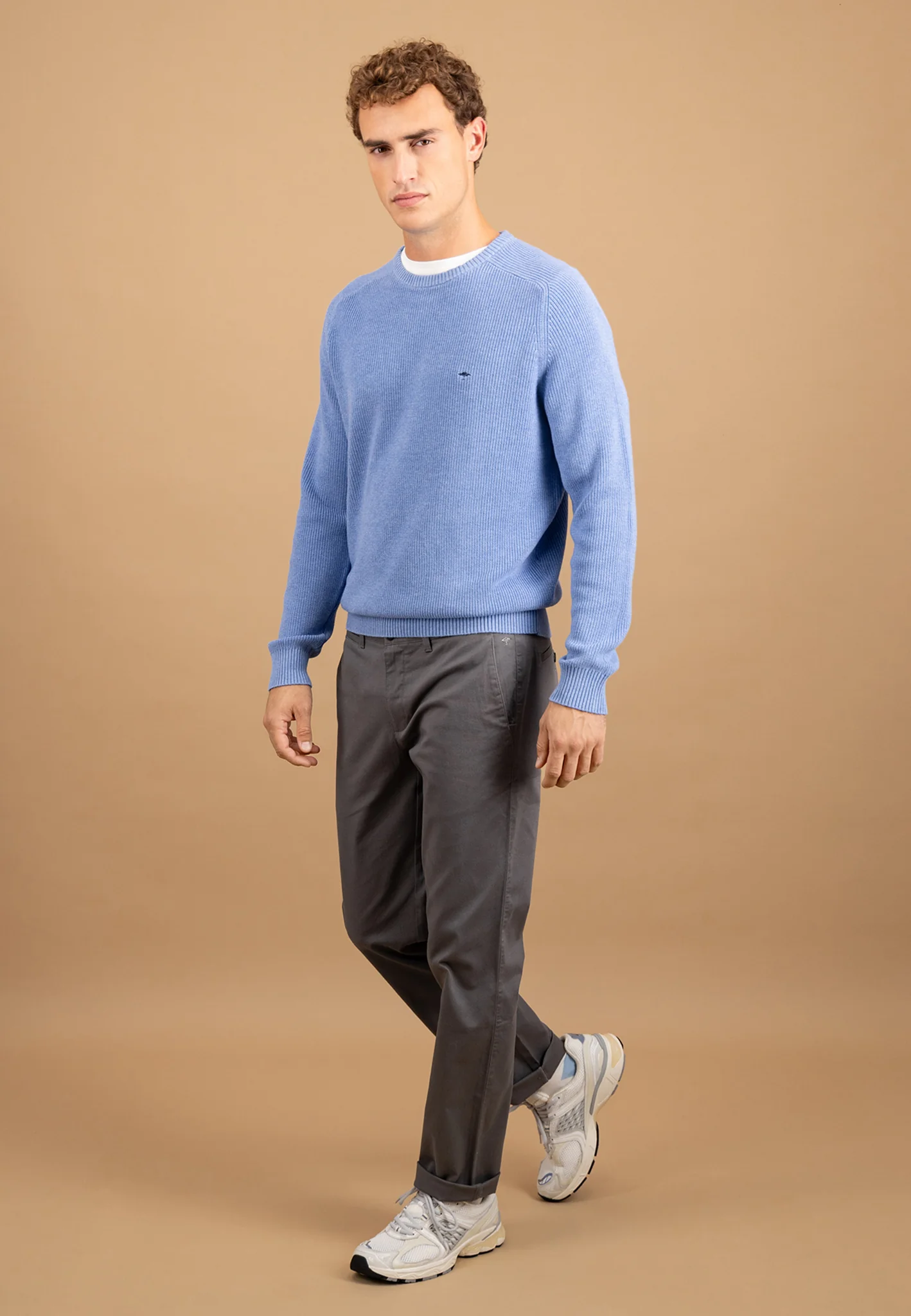 Strickpullover aus Baumwolle mit Strukturmuster und Rundhalsausschnitt - Image 10