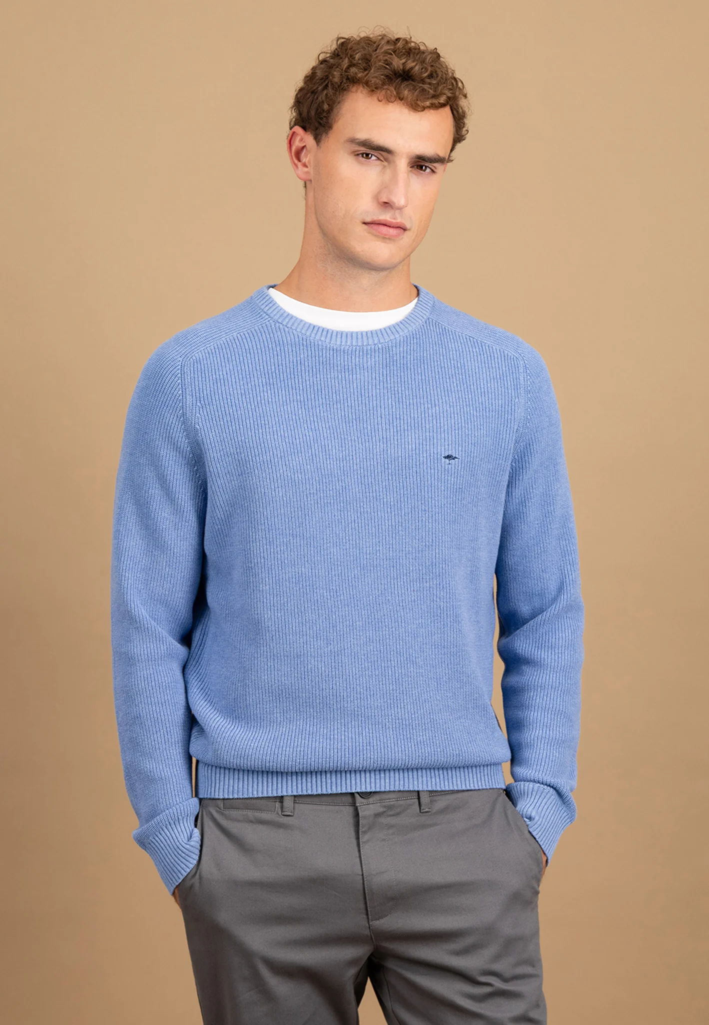 Strickpullover aus Baumwolle mit Strukturmuster und Rundhalsausschnitt - Image 7