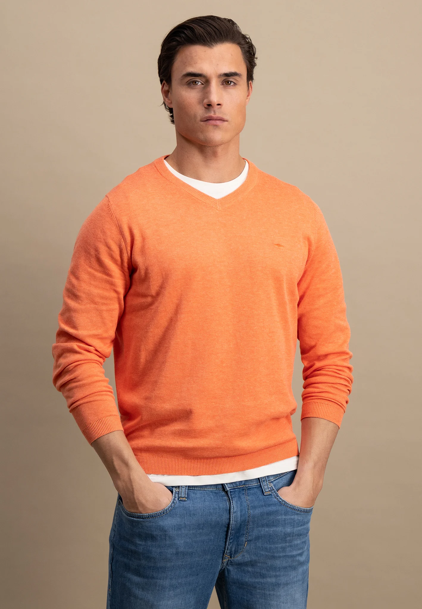 Strickpullover aus Baumwolle mit V-Ausschnitt - AIR COTTON - Image 7