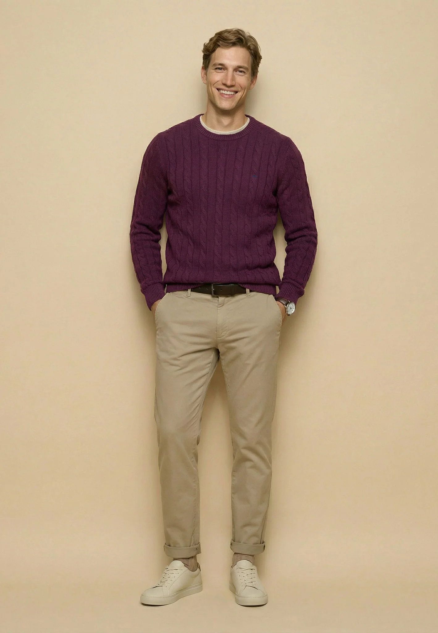 Strickpullover aus Baumwolle mit Zopfmuster - Image 9