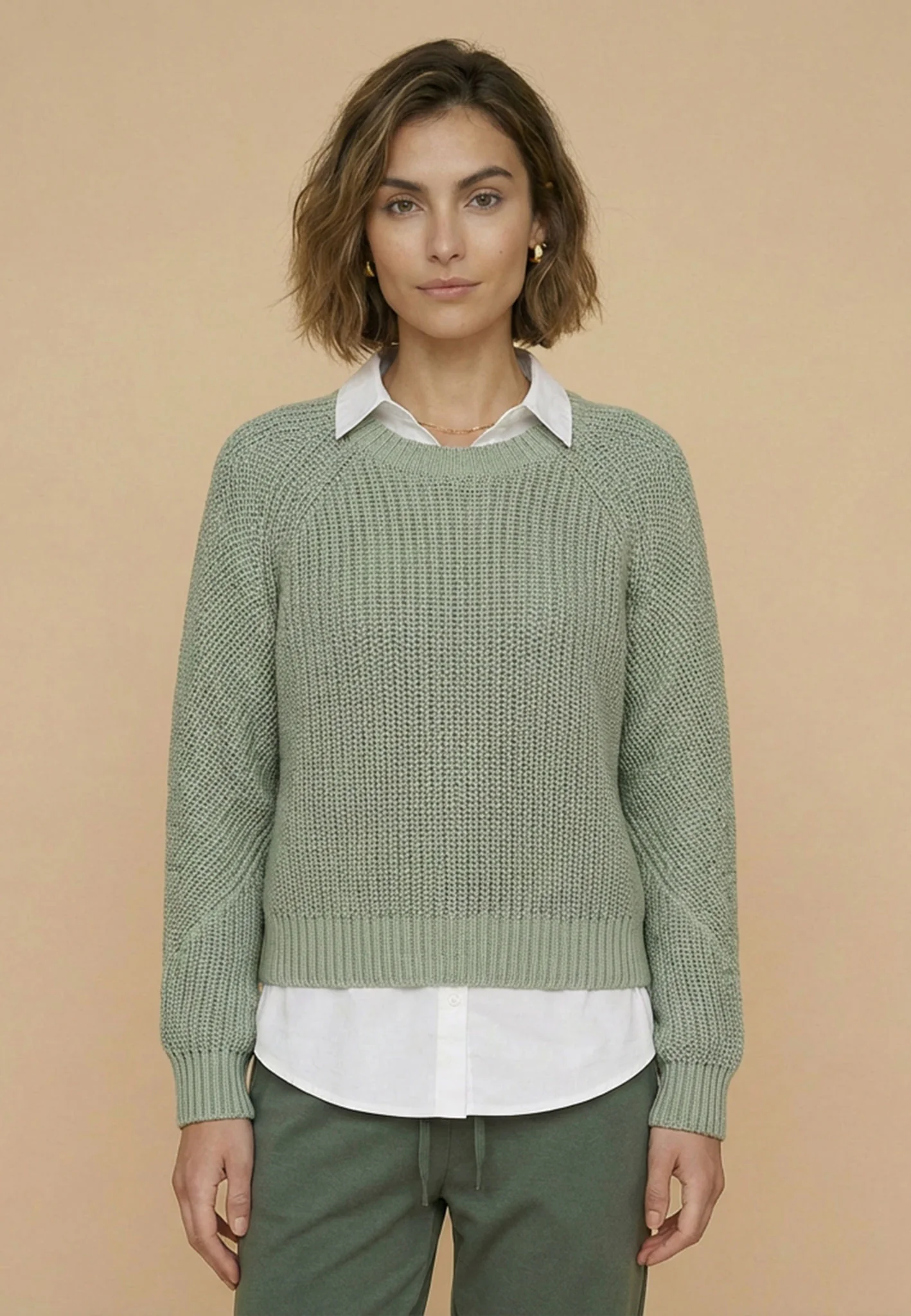 Strickpullover aus Baumwollmix mit Strukturstrick und Rundhalsausschnitt - Image 6