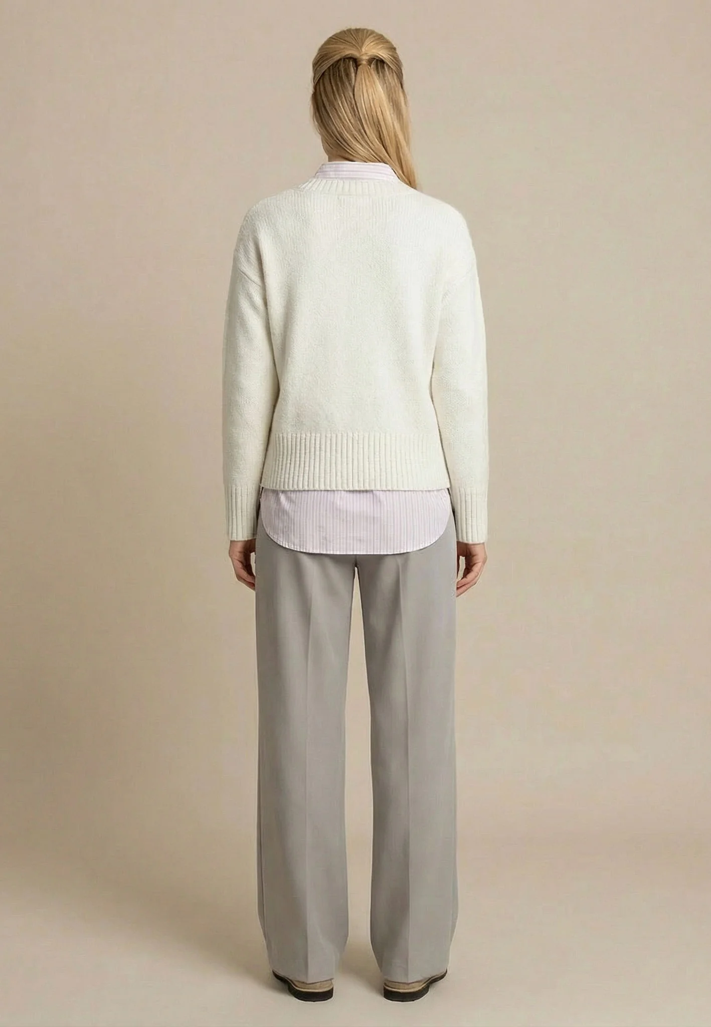 Strickpullover aus Baumwollmix mit V-Ausschnitt - Image 3