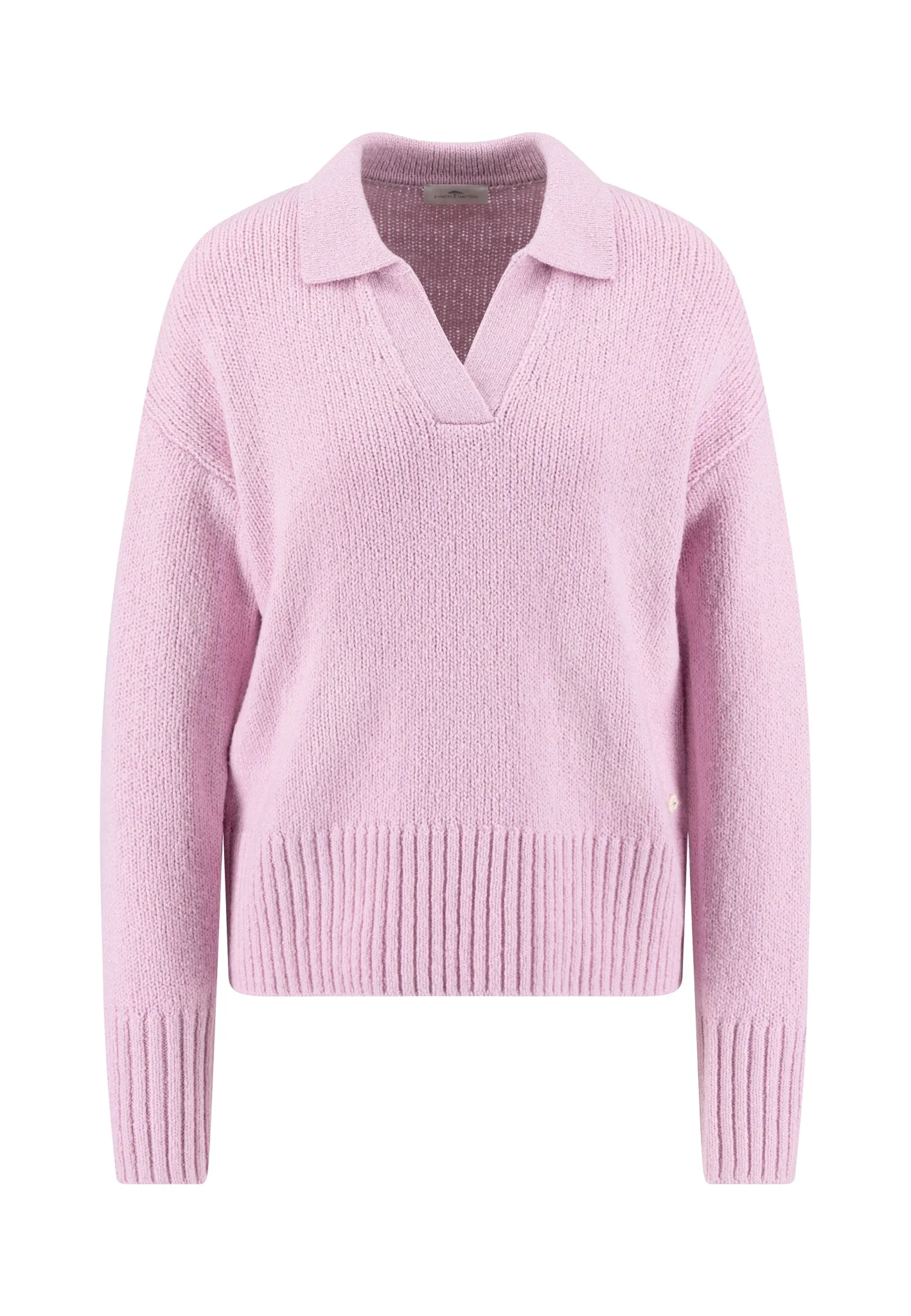 Strickpullover aus Baumwollmix mit V-Ausschnitt und Kragen - Image 5
