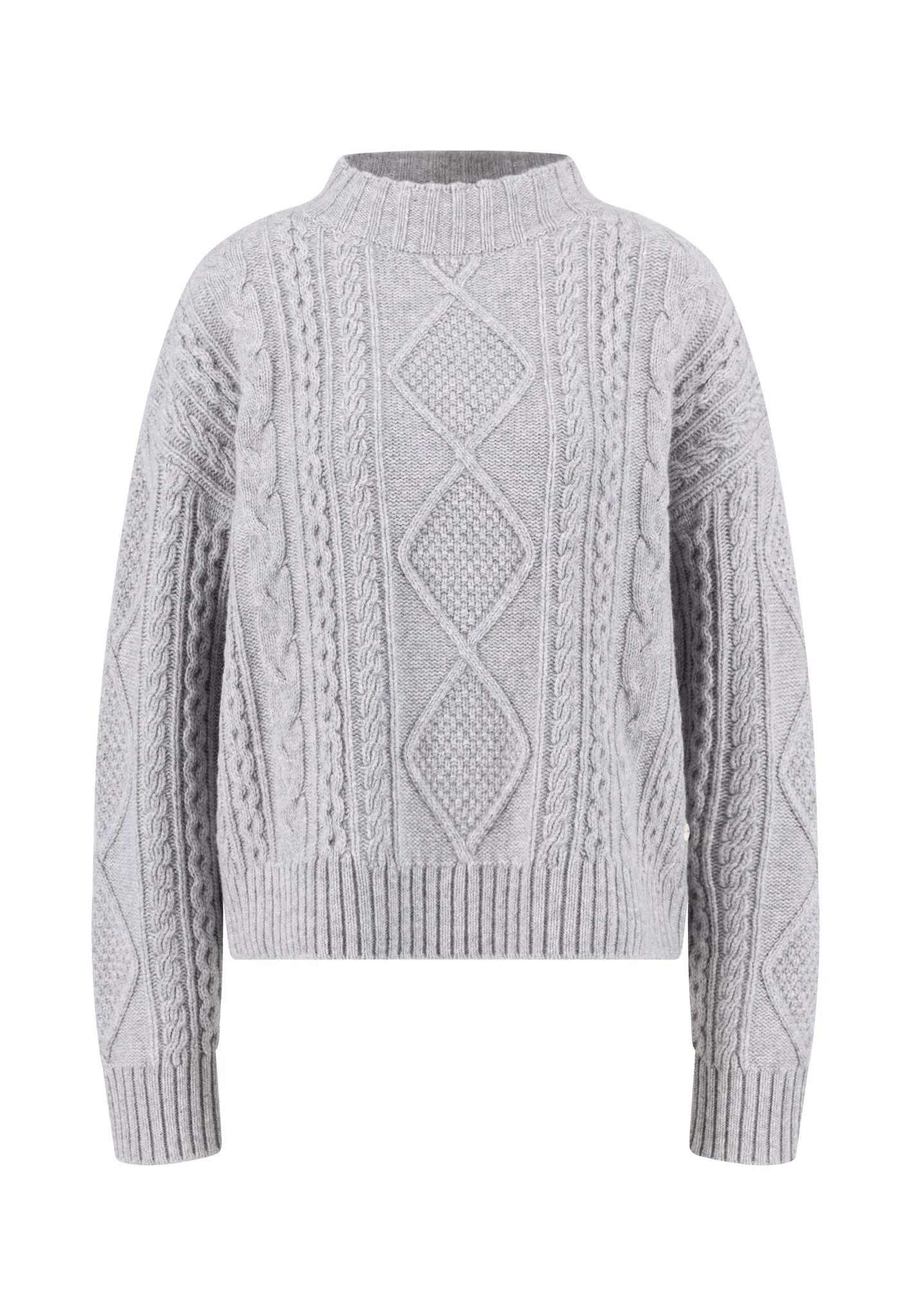 Strickpullover aus reiner Wolle mit Strukturmuster und Stehkragen - Image 5