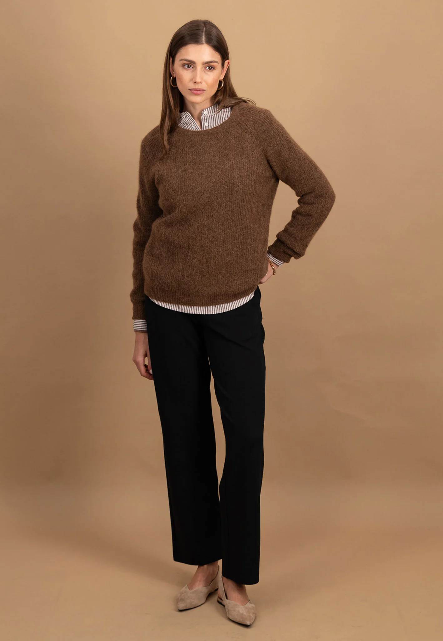 Strickpullover mit Rundhalsausschnitt im Alpaka-Wollmix - Image 4