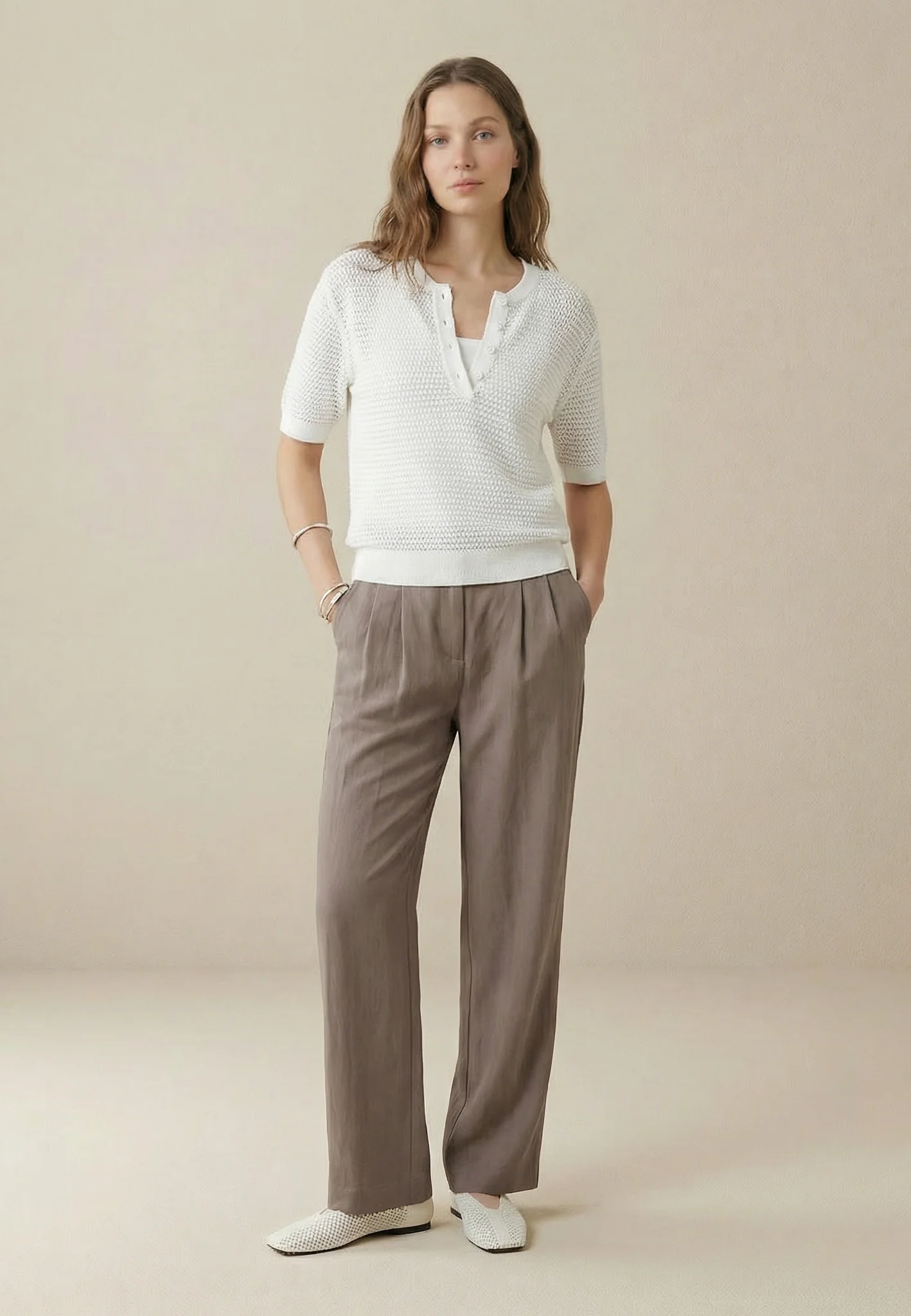 Strickshirt aus Baumwolle mit Knopfleiste und Strukturmuster - Image 2