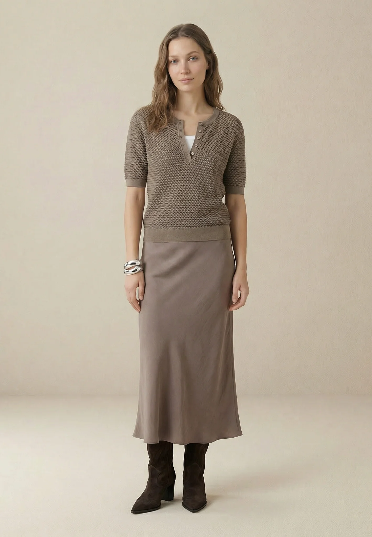 Strickshirt aus Baumwolle mit Knopfleiste und Strukturmuster - Image 7