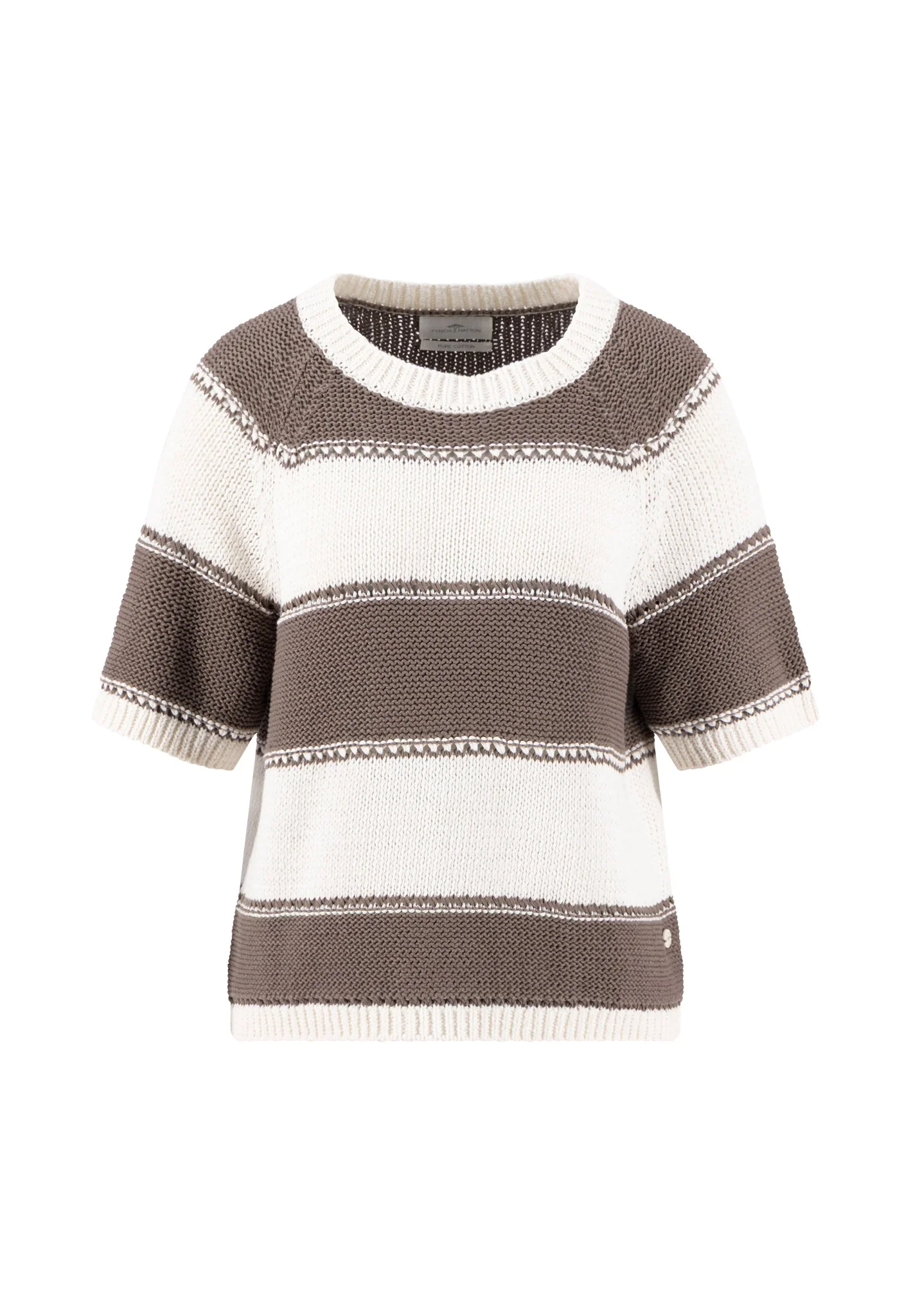 Strickshirt aus Baumwolle mit Streifenmuster und Rundhalsausschnitt
