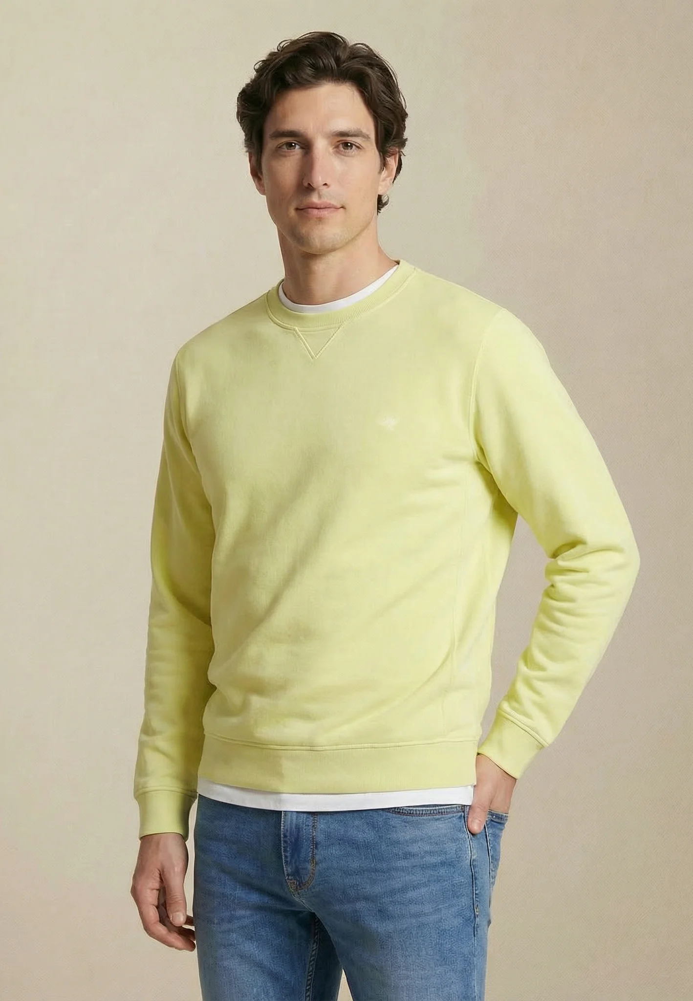 Sweatshirt aus reiner Baumwolle mit V-Einsatz am Kragen - Image 17