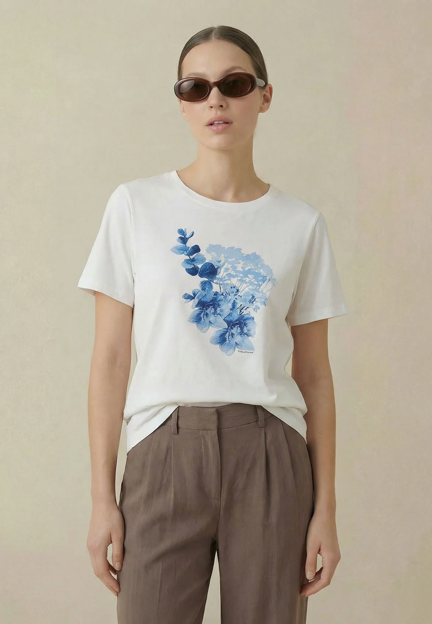 T-Shirt aus Baumwoll-Viskose-Mix mit floralem Print