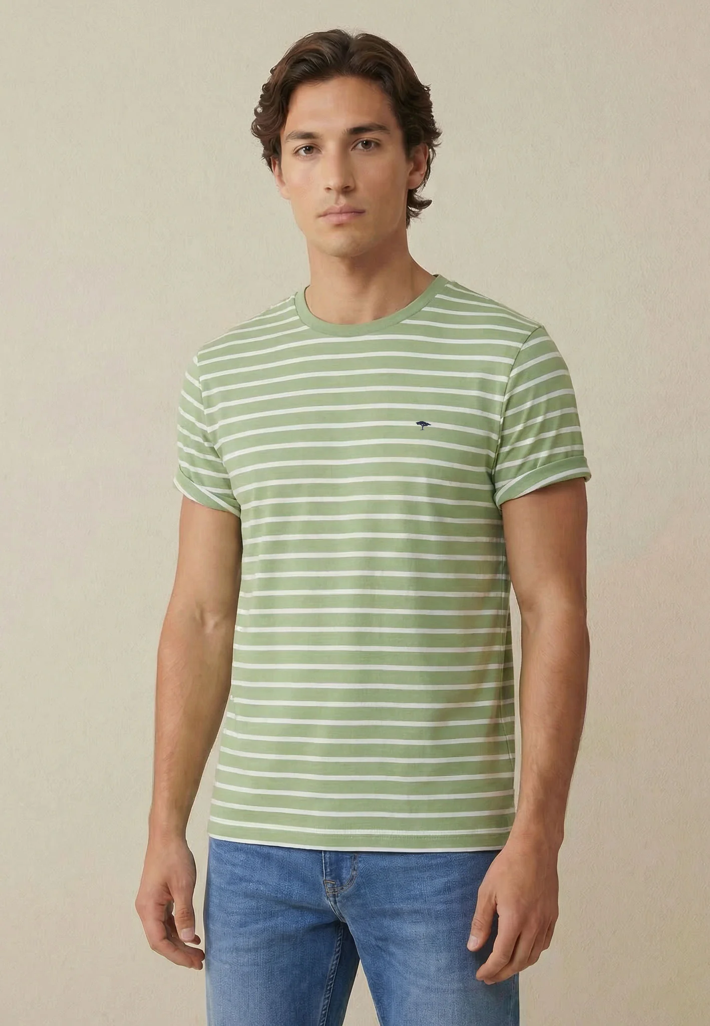 T-Shirt aus Baumwolle mit Streifenmuster und Rundhalsausschnitt - Image 11