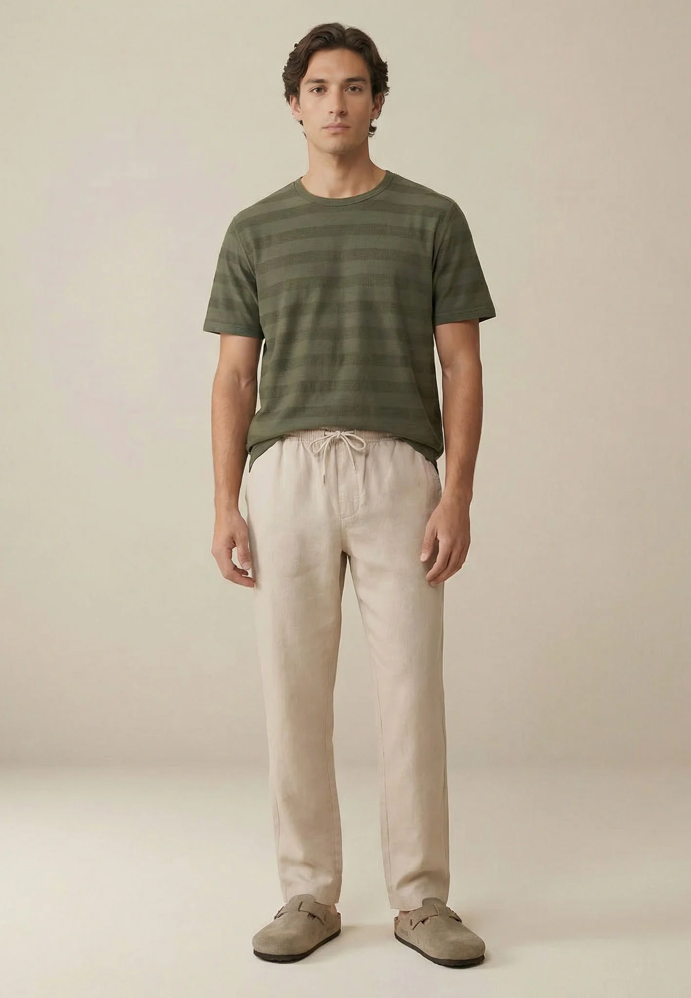 T-Shirt aus Baumwolle mit Strukturstreifen und Rundhalsausschnitt - Image 7