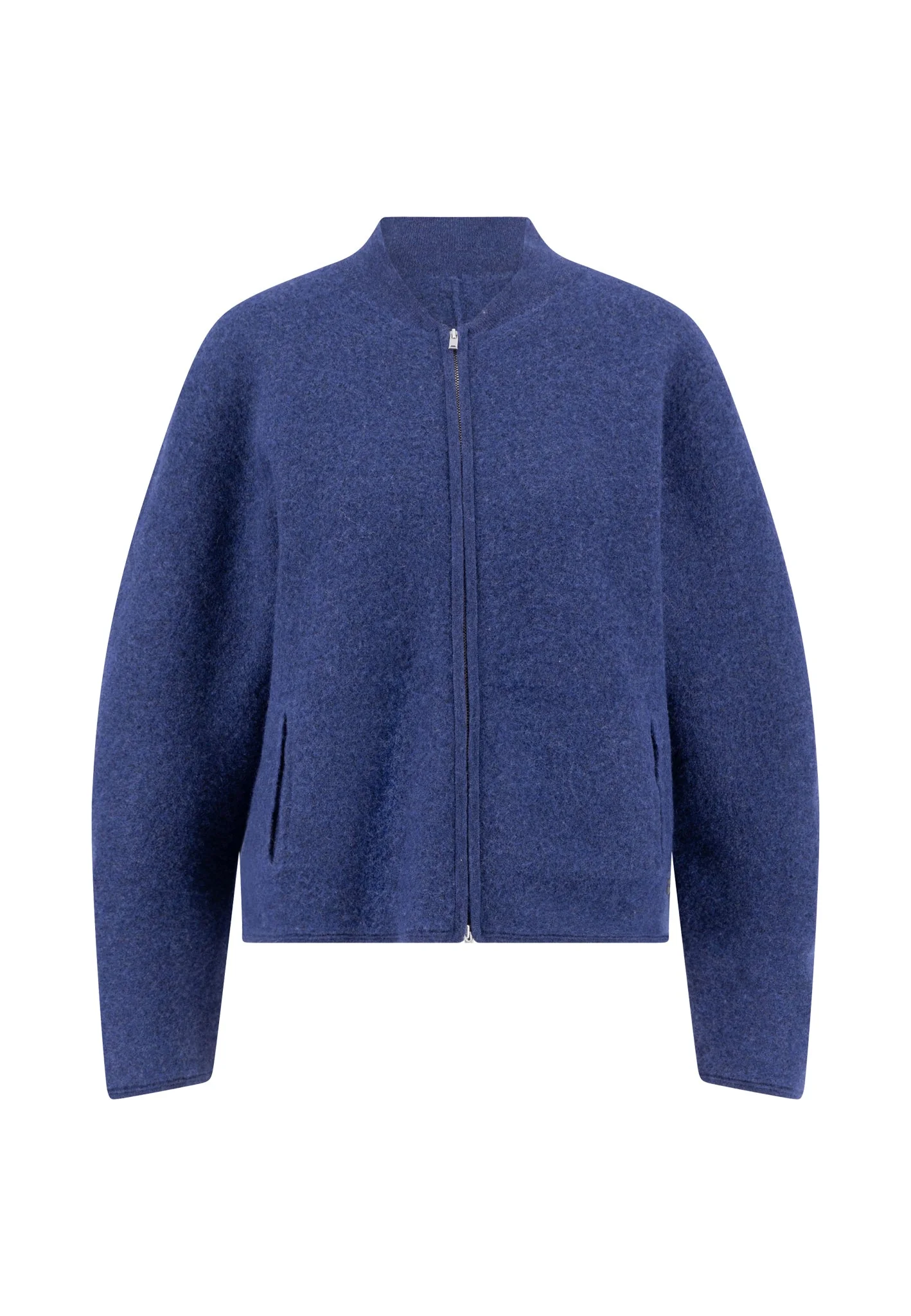 Wolljacke aus reiner Wolle mit Reißverschluss und Stehkragen