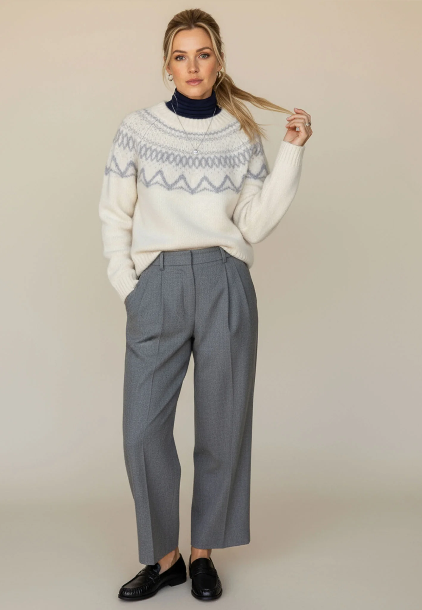 Wollpullover aus reiner Wolle mit Norwegermuster - Image 9